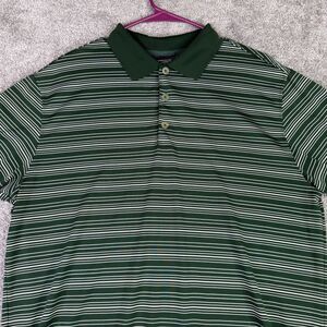 Nike Golf Shirt Men’s Large Green Short Sleeve Polo Striped Dri-fit Performance